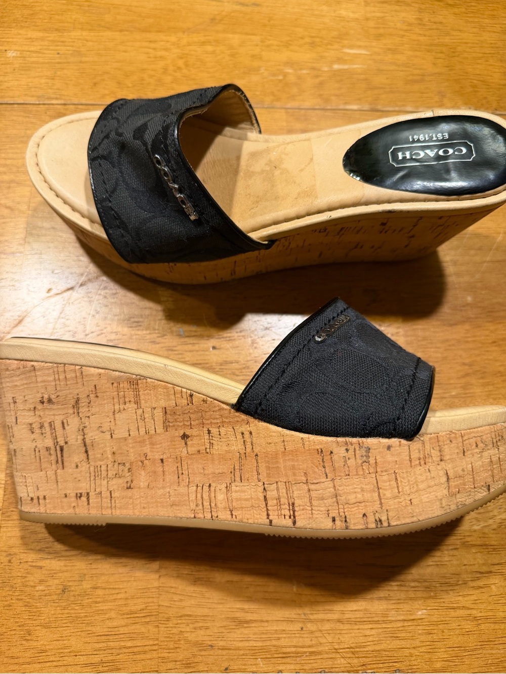 Coach Black Signature Logo Slide Mules - Picture 6 of 7